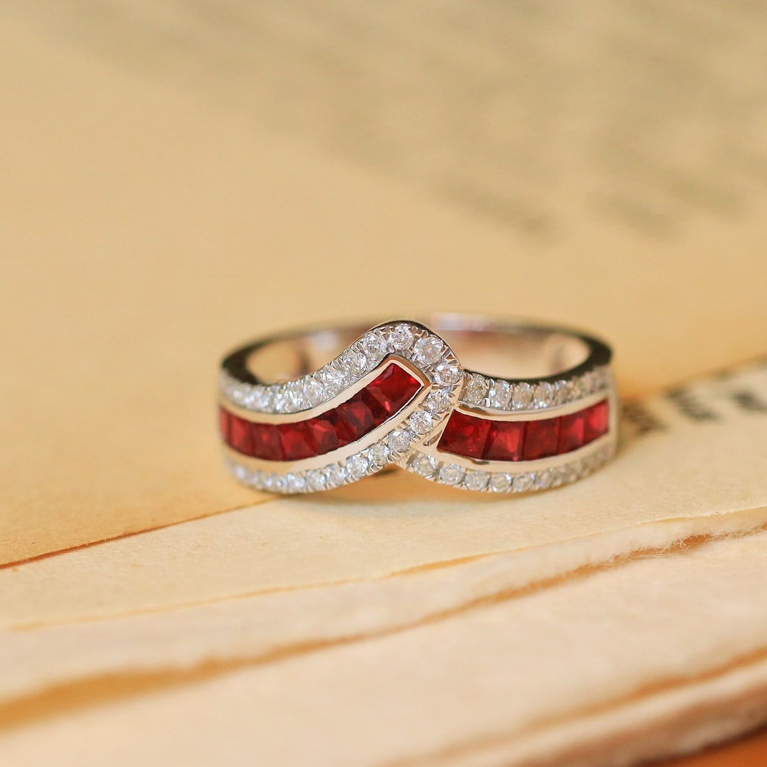 14k Gold 1.34 Ctw Natural Ruby & Diamond Ring - 7