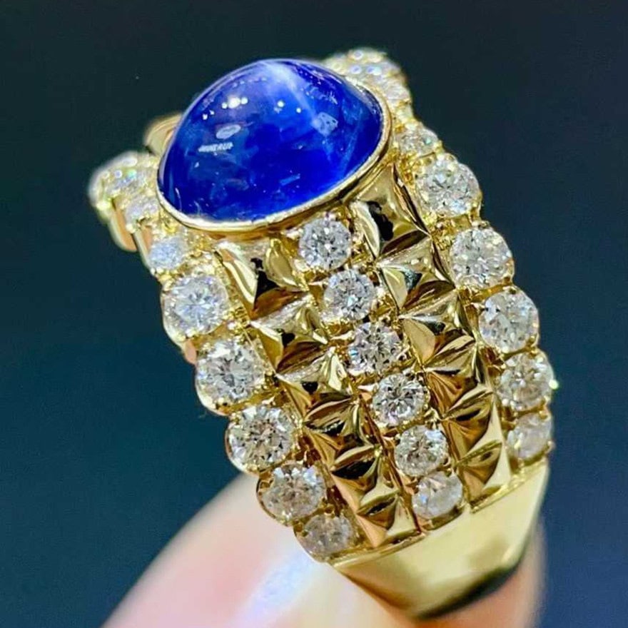 14k Gold 3.31 Ctw Natural Sapphire & Diamond Ring - 2