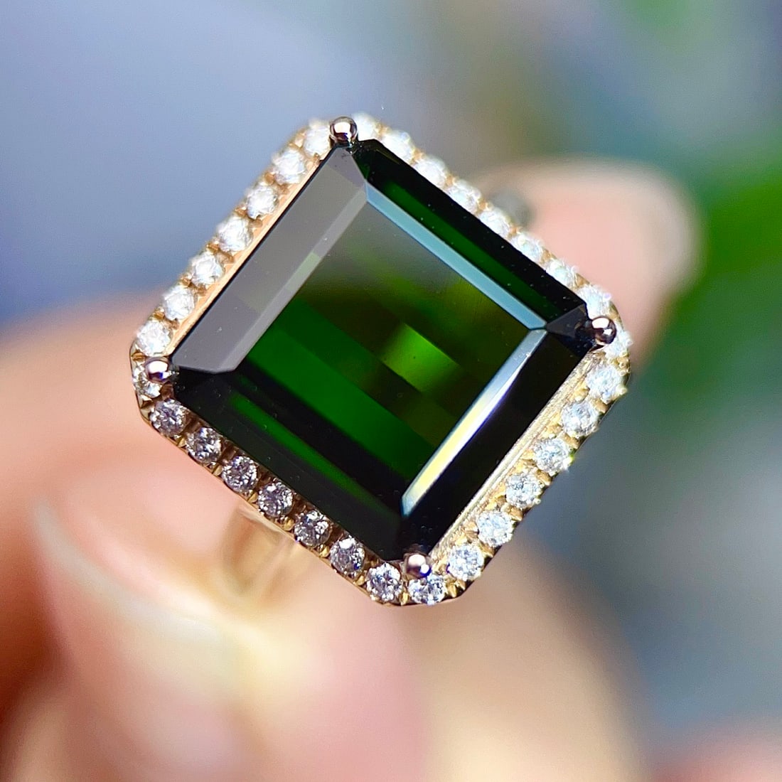 14k Gold 9.36 Ctw Natural Tourmaline & Diamond Ring - 4