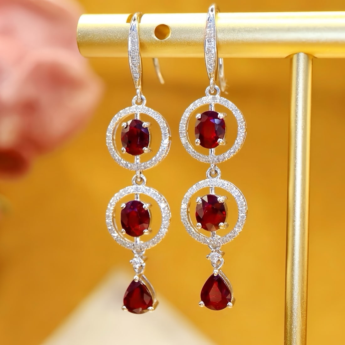 14k Gold 2.73 Ctw Natural Ruby & Diamond Earrings - 3