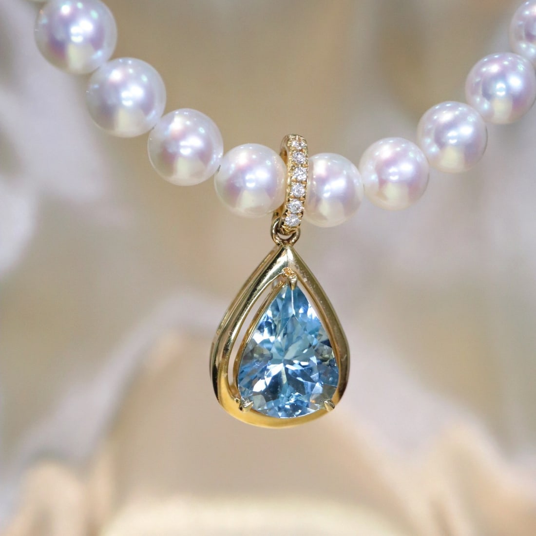 14k Gold 1.27 Ct Natural Aquamarine & Diamond Pendant( Without Chain ) - 5