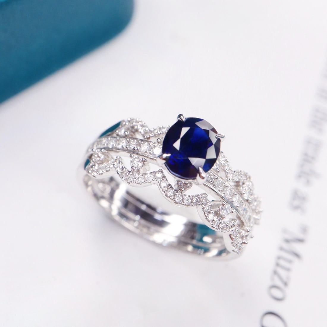 14k Gold 1.52 Ctw Natural Sapphire & Diamond Ring - 3