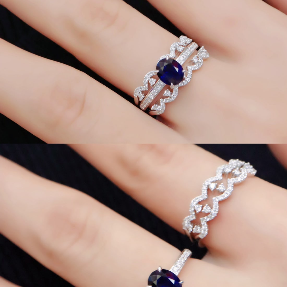 14k Gold 1.52 Ctw Natural Sapphire & Diamond Ring - 4