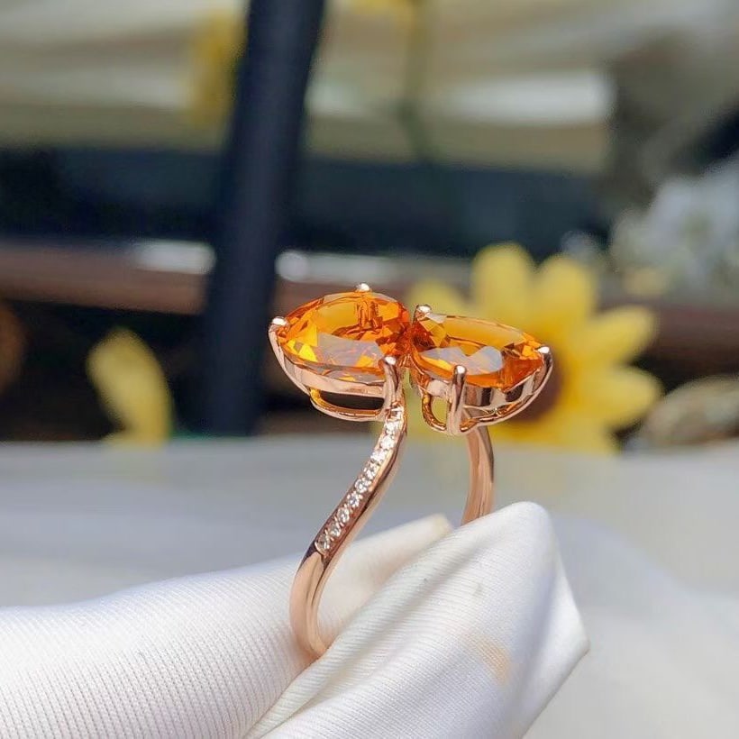 14k Gold 3.10 Ct Natural Citrine & Diamond Ring - 4