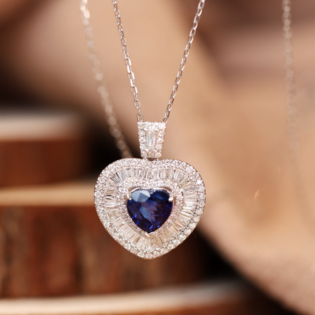 14k Gold 2.38 Ctw Natural Sapphire & Diamond Pendant( Without Chain ): Ref:231144348 // gold content:14k gold // main gemstone:sapphire // shape:heart // carat weight:1. 63ct // color:blue // treatment:natural // // adjacent gemstone 2 : diamond // shape:multiple //