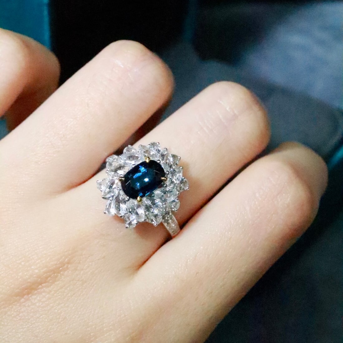 14k Gold 1.47 Ctw Natural Sapphire & Diamond Ring - 5