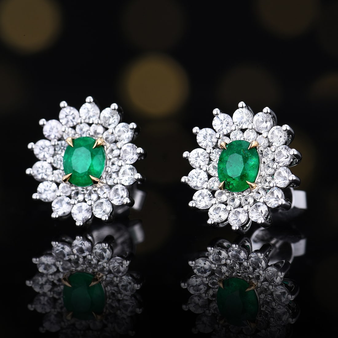 14k Gold 1.95 Ctw Natural Emerald & Sapphire Earrings - 3
