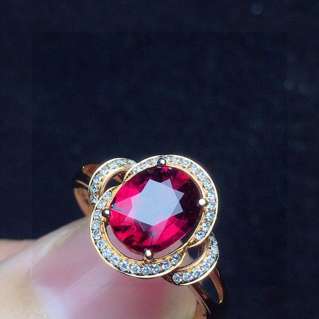 14k Gold 1.27 Ct Natural Tourmaline & Diamond Ring - 2