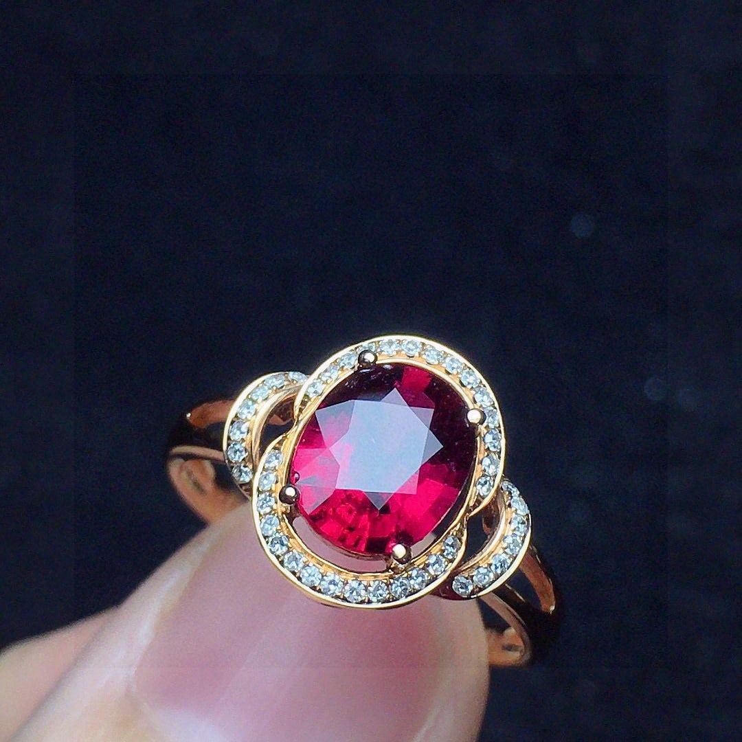 14k Gold 1.27 Ct Natural Tourmaline & Diamond Ring - 3