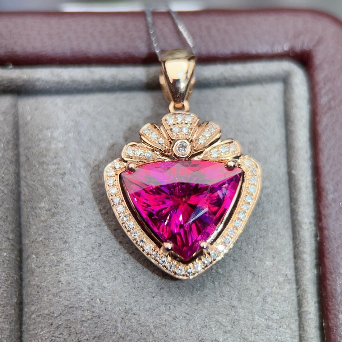 14k Gold 3.24 Ctw Natural Tourmaline & Diamond Pendant( Without Chain ) - 2