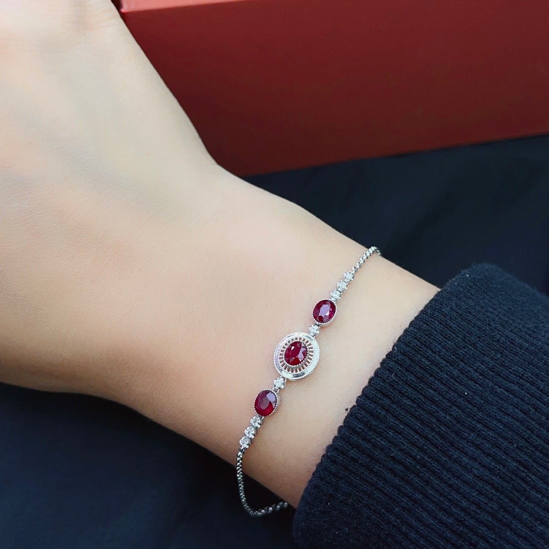 14k Gold 2.00 Ct Natural Ruby & Sapphire Bracelet - 6
