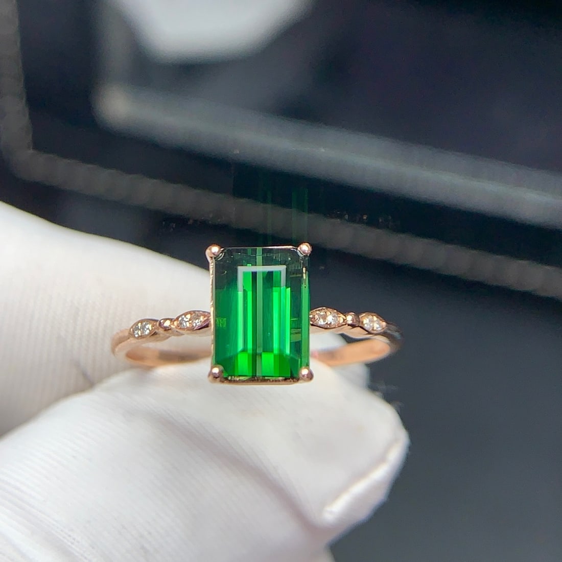 14k Gold 1.9 Ct Natural Tourmaline & Diamond Ring - 7