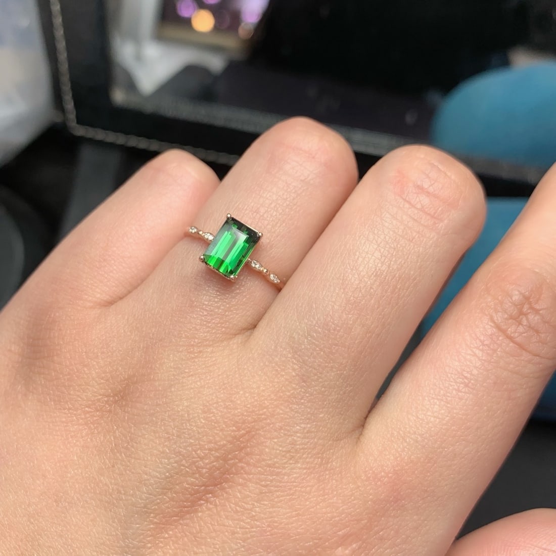 14k Gold 1.9 Ct Natural Tourmaline & Diamond Ring - 9