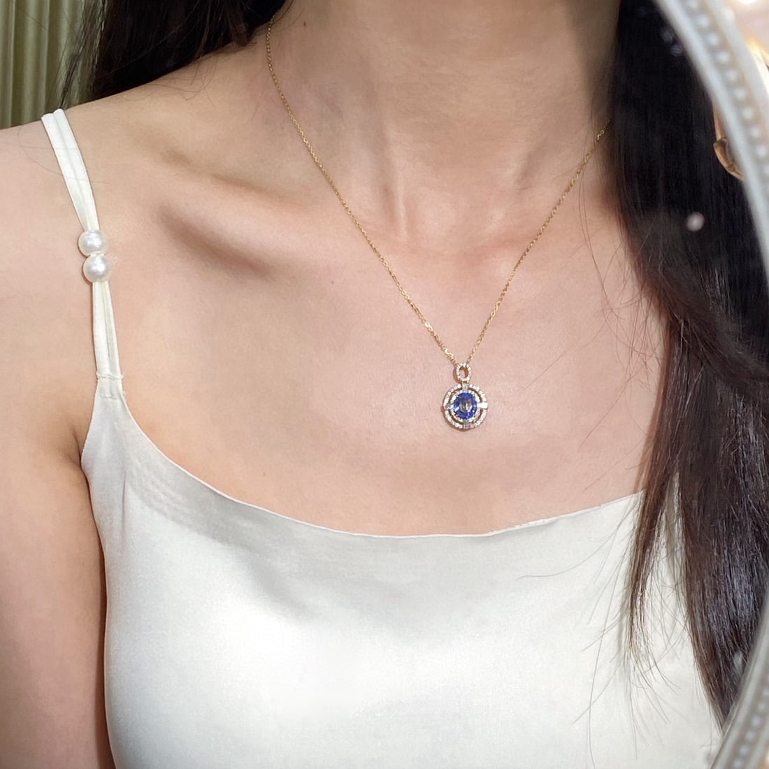 14k Gold 3.18 Ctw Natural Sapphire & Diamond Pendant( Without Chain ) - 6