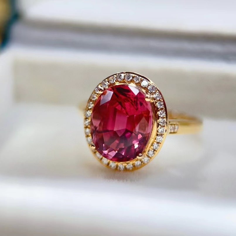 14k Gold 4.2 Ct Natural Tourmaline & Diamond Ring - 3