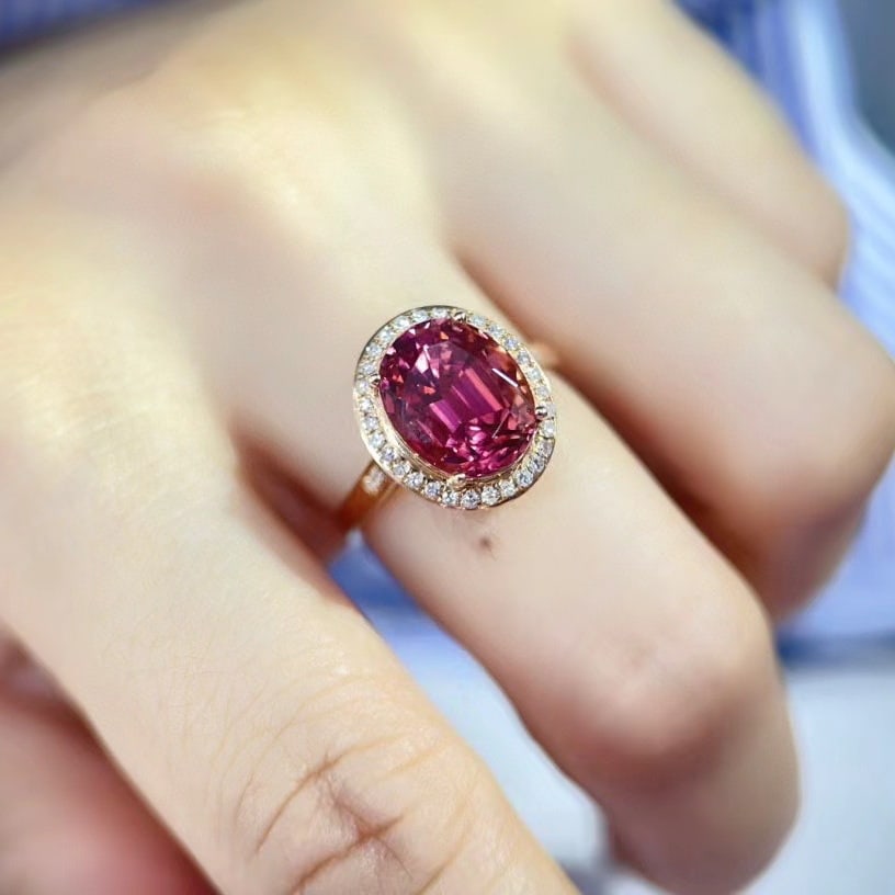 14k Gold 4.2 Ct Natural Tourmaline & Diamond Ring - 4