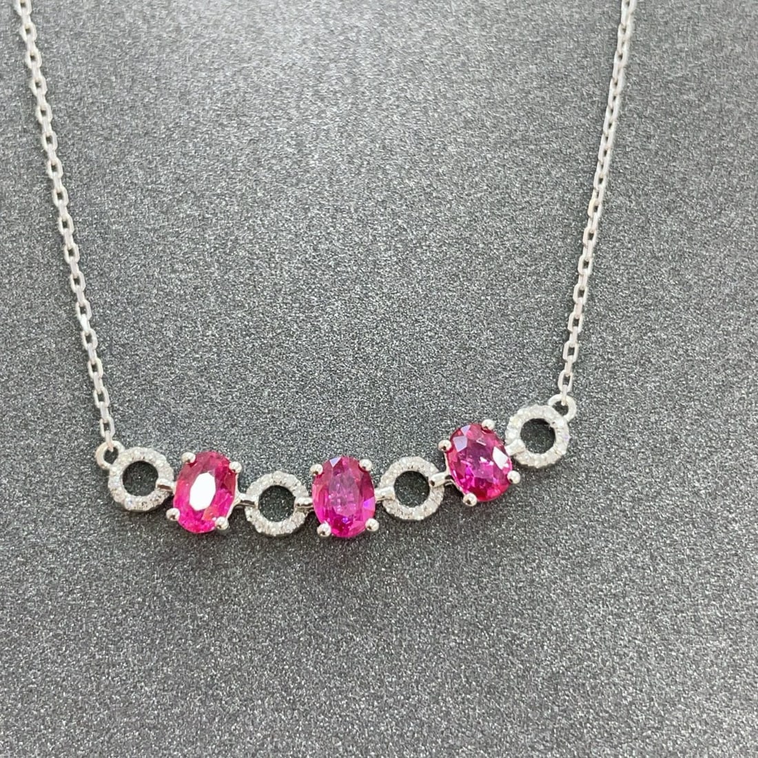 14k Gold 1.3 Ct Natural Ruby & Diamond Necklace - 4