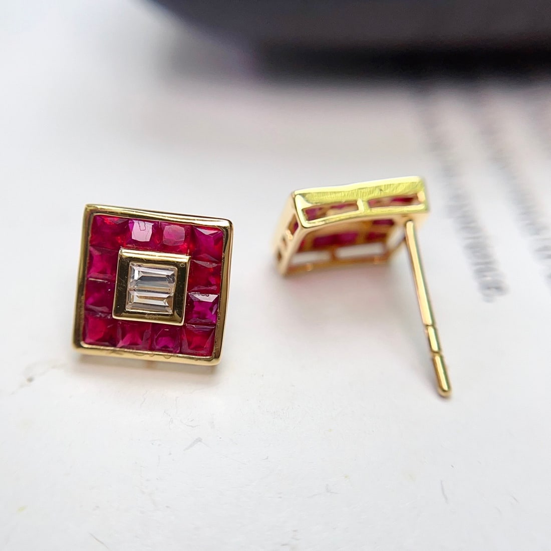 14k Gold 2.45 Ct Natural Ruby & Sapphire Earrings - 5