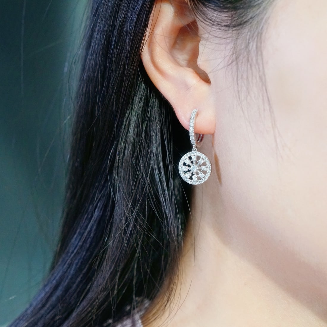 14k Gold 0.90 Ct Natural H Diamond Earrings - 2