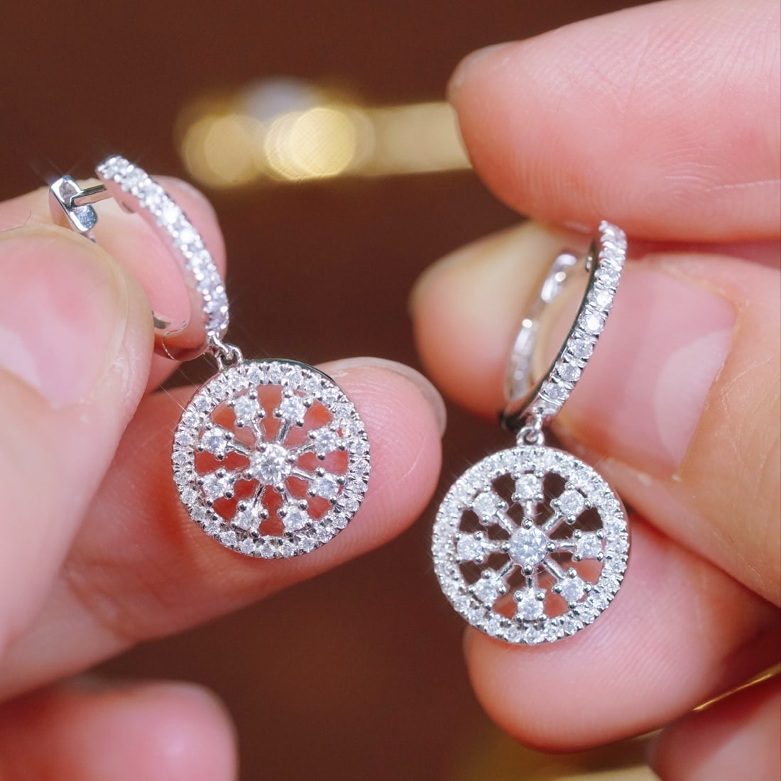 14k Gold 0.90 Ct Natural H Diamond Earrings - 3