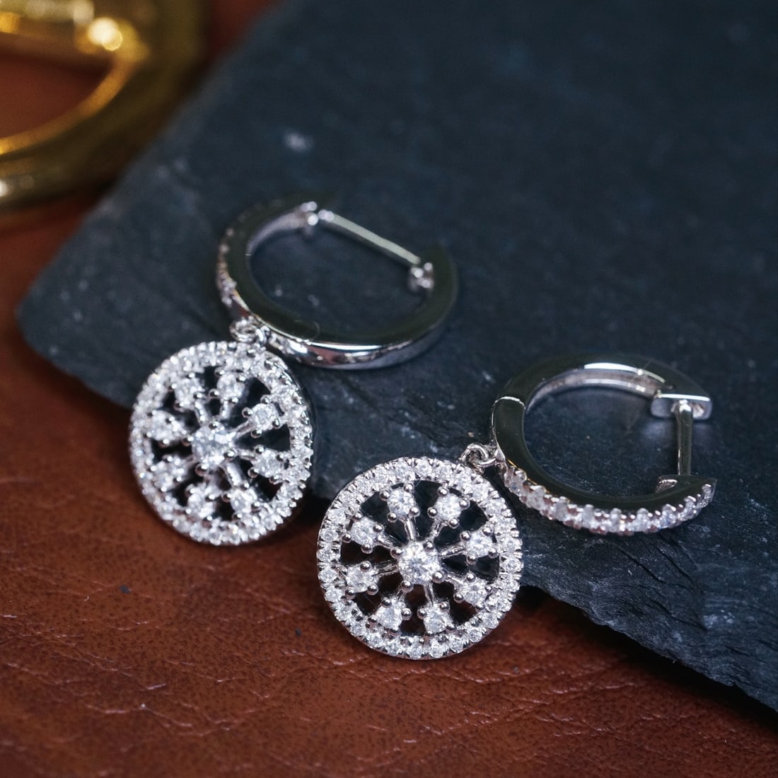 14k Gold 0.90 Ct Natural H Diamond Earrings - 8