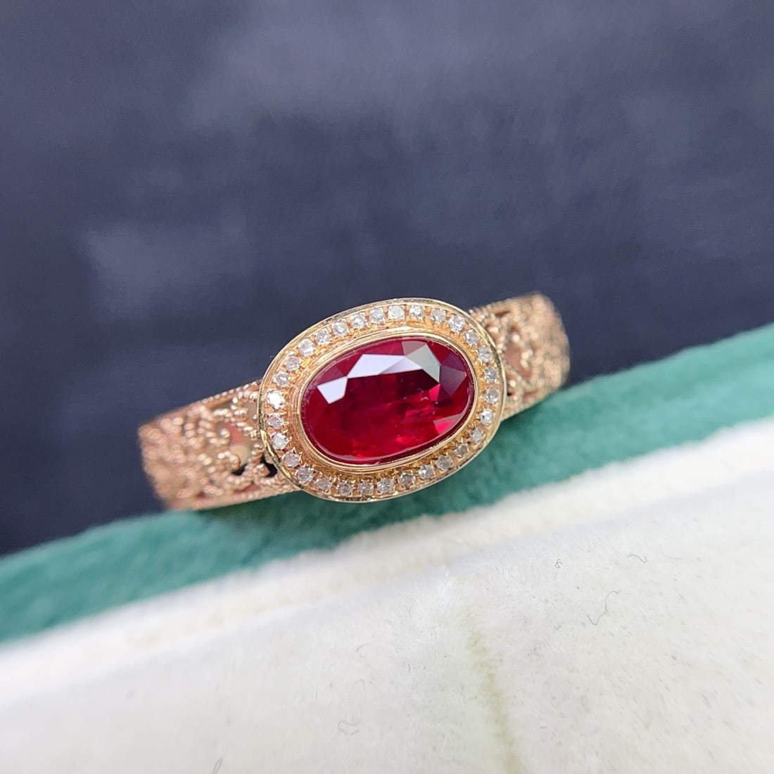 14k Gold 1.10 Ct Natural Ruby & Diamond Ring - 2