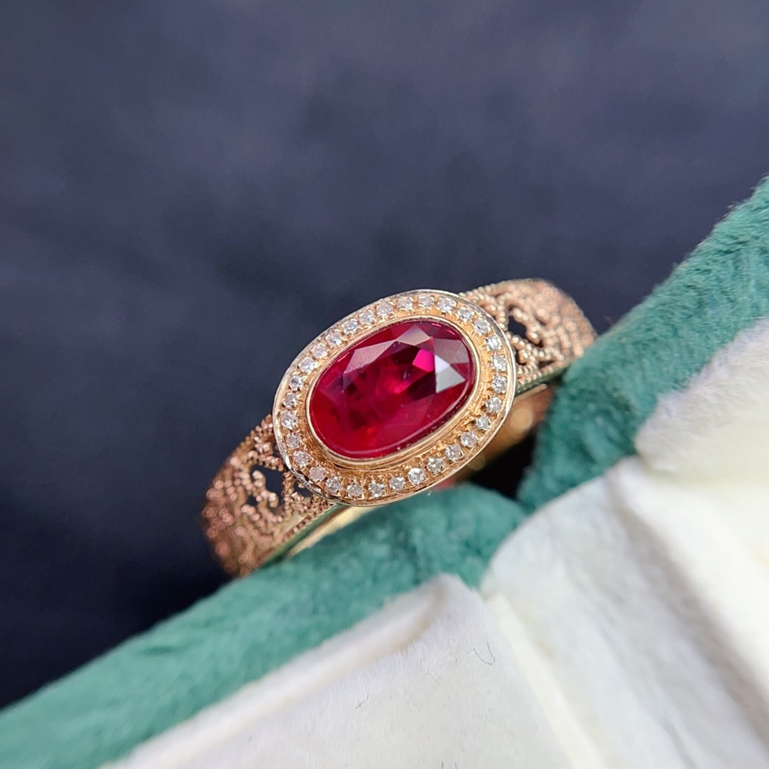14k Gold 1.10 Ct Natural Ruby & Diamond Ring - 5