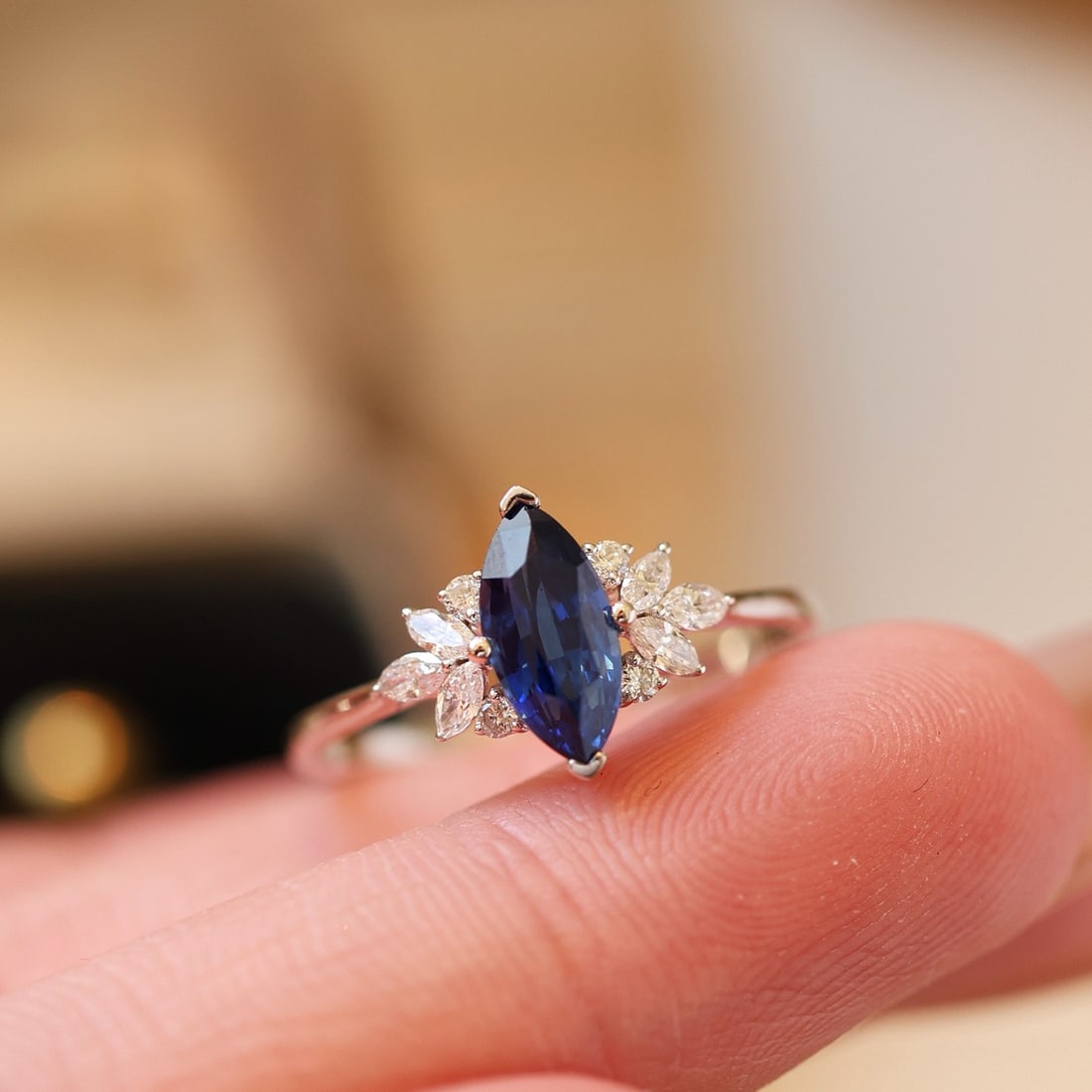 14k Gold 1.61 Ctw Natural Sapphire & Diamond Ring - 3