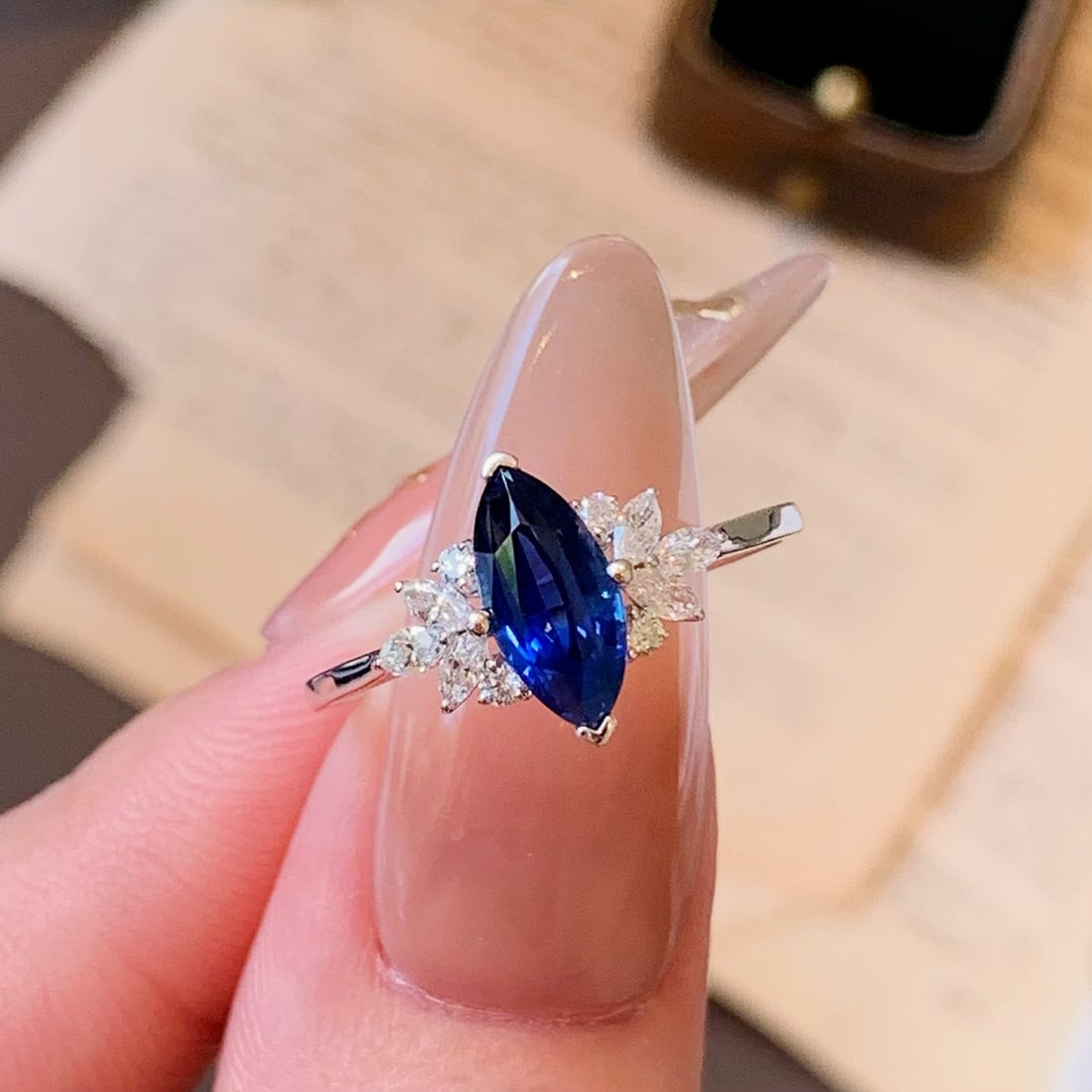 14k Gold 1.61 Ctw Natural Sapphire & Diamond Ring - 5