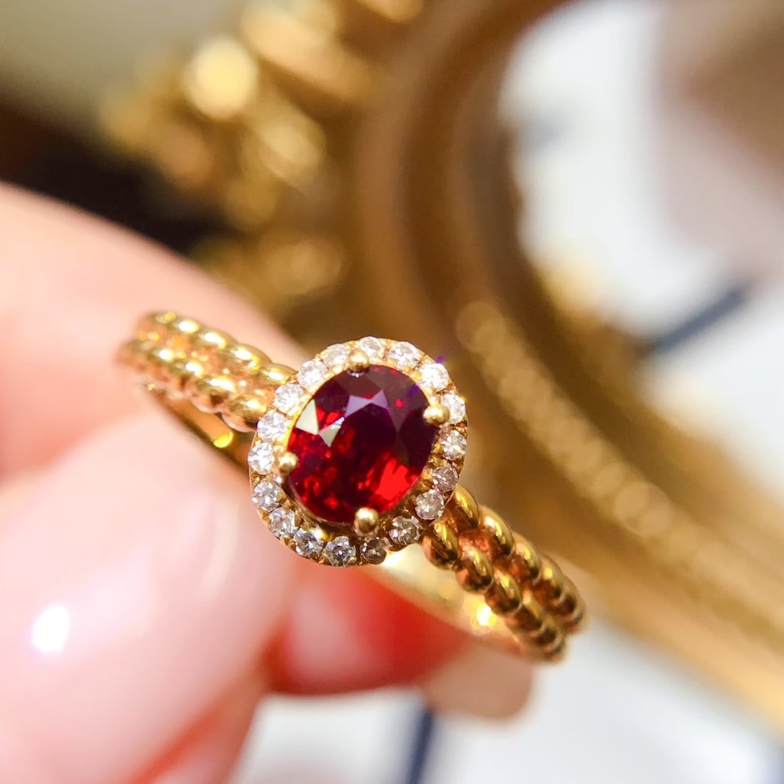 14k Gold 0.6 Ct Natural Ruby & Diamond Ring - 3