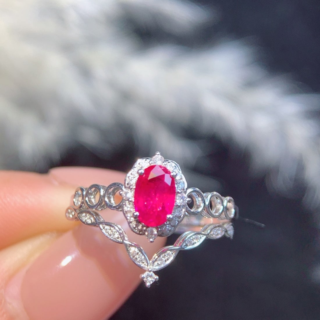 14k Gold 0.6 Ct Natural Ruby & Diamond Ring - 2