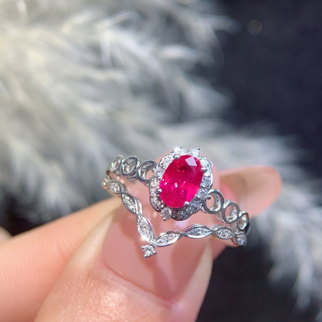 14k Gold 0.6 Ct Natural Ruby & Diamond Ring - 3