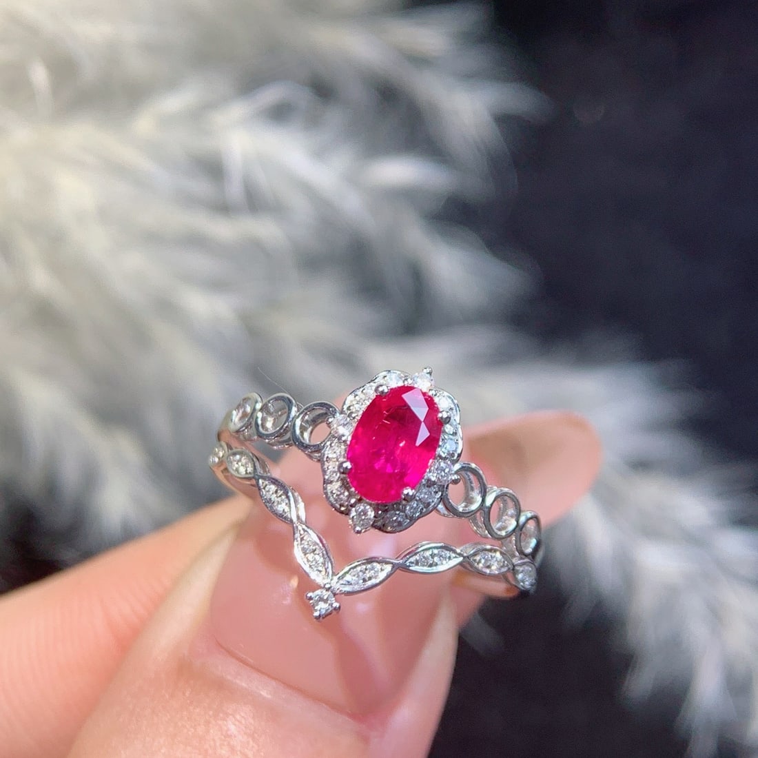 14k Gold 0.6 Ct Natural Ruby & Diamond Ring - 4