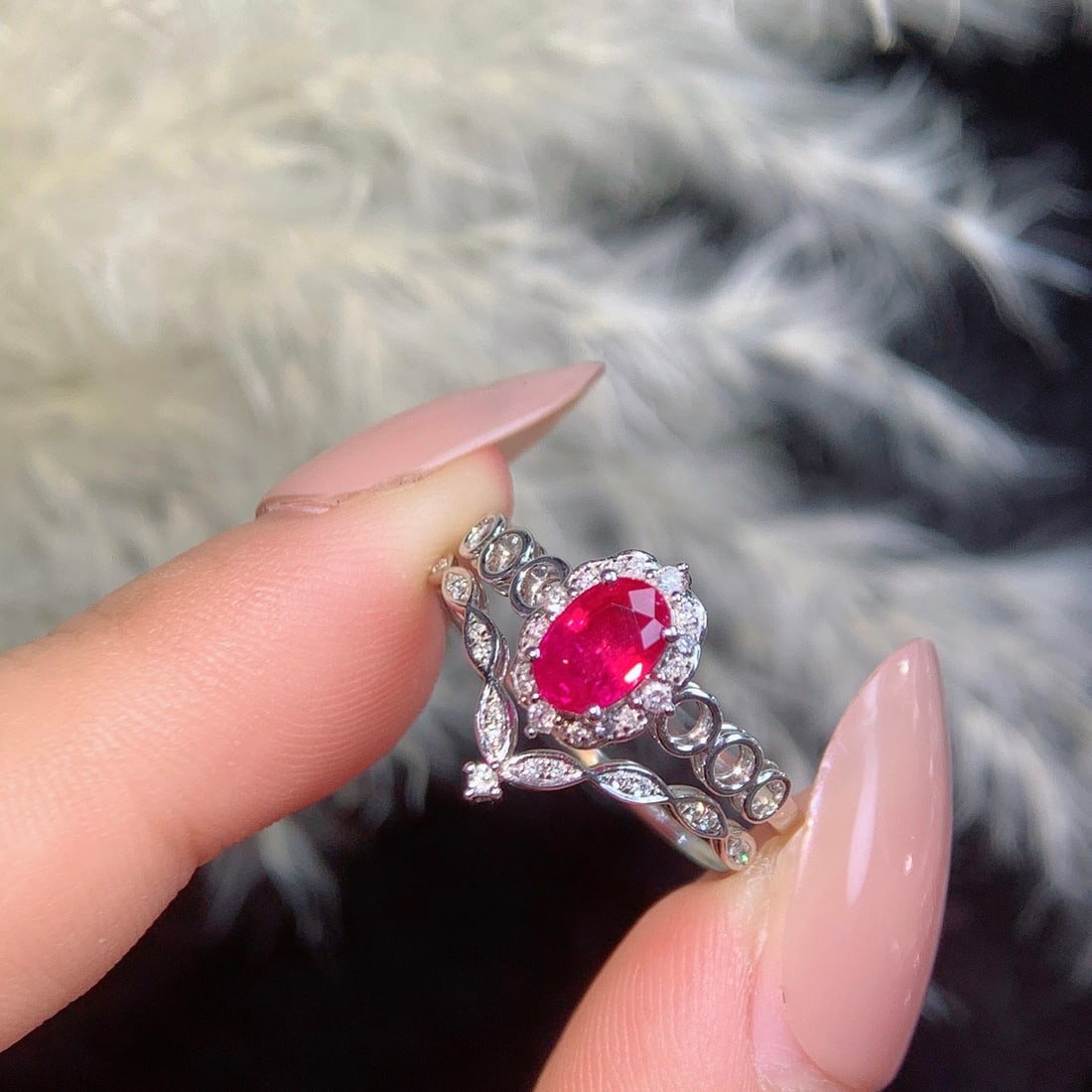 14k Gold 0.6 Ct Natural Ruby & Diamond Ring - 5