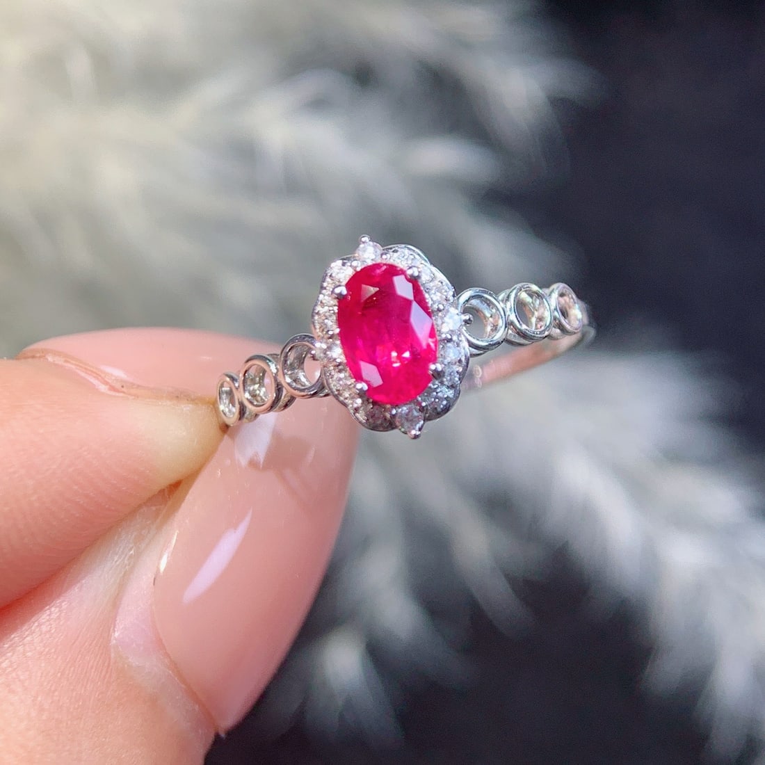 14k Gold 0.6 Ct Natural Ruby & Diamond Ring - 7