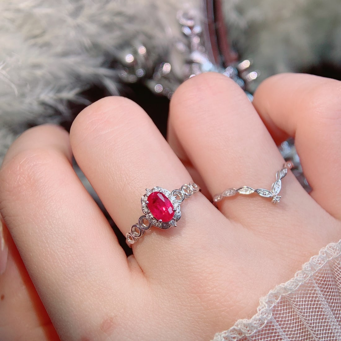 14k Gold 0.6 Ct Natural Ruby & Diamond Ring - 9