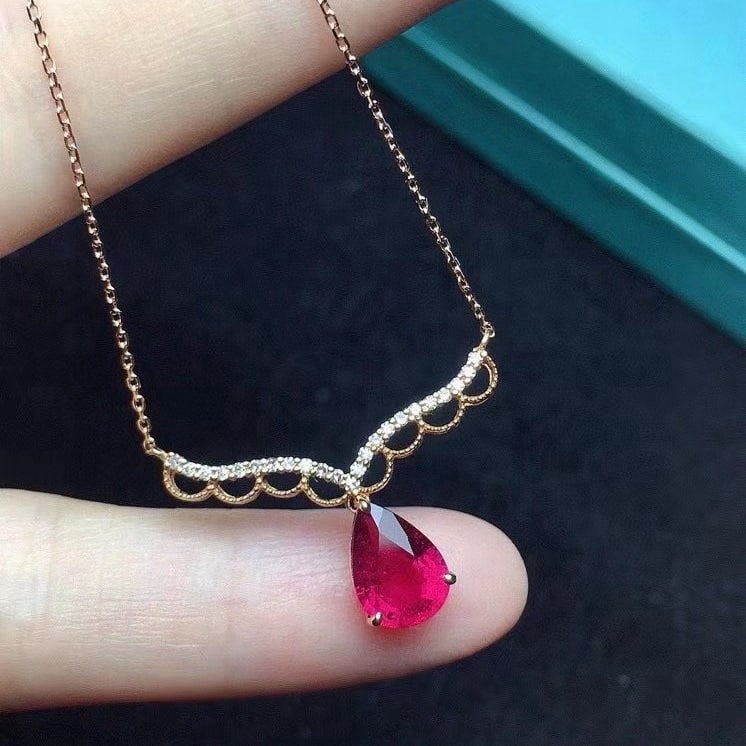 14k Gold 1.1 Ct Natural Tourmaline & Diamond Necklace - 3