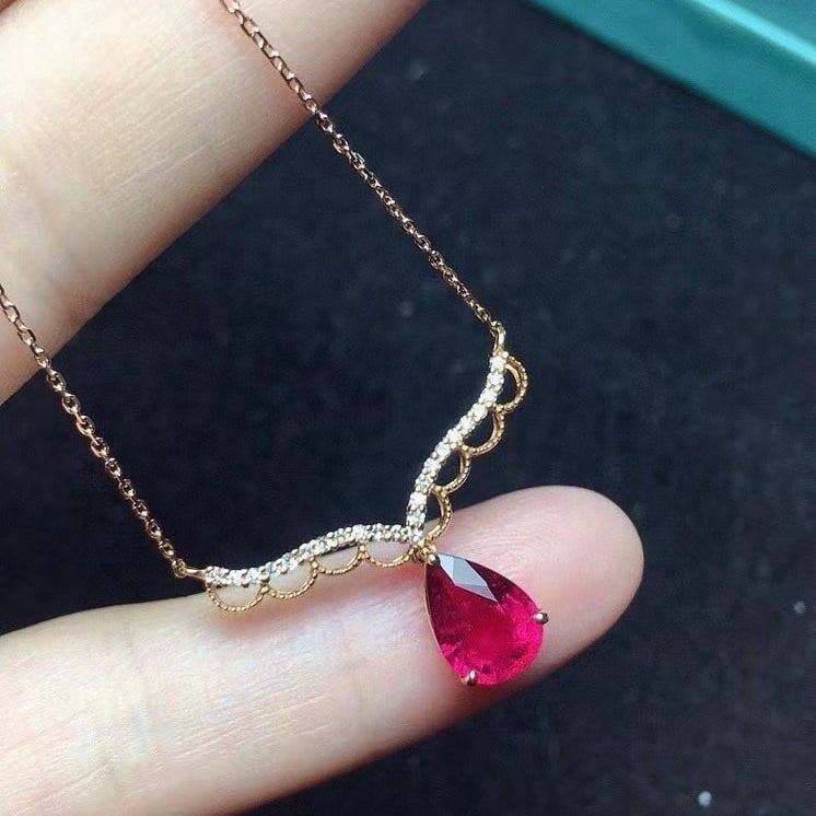 14k Gold 1.1 Ct Natural Tourmaline & Diamond Necklace - 4