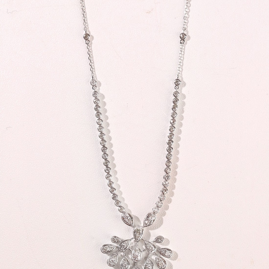 14k Gold 1.1 Ct Natural H Diamond Necklace - 5