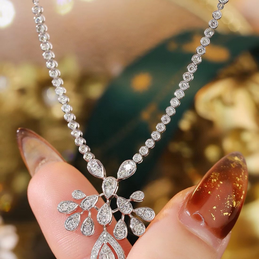 14k Gold 1.1 Ct Natural H Diamond Necklace - 6