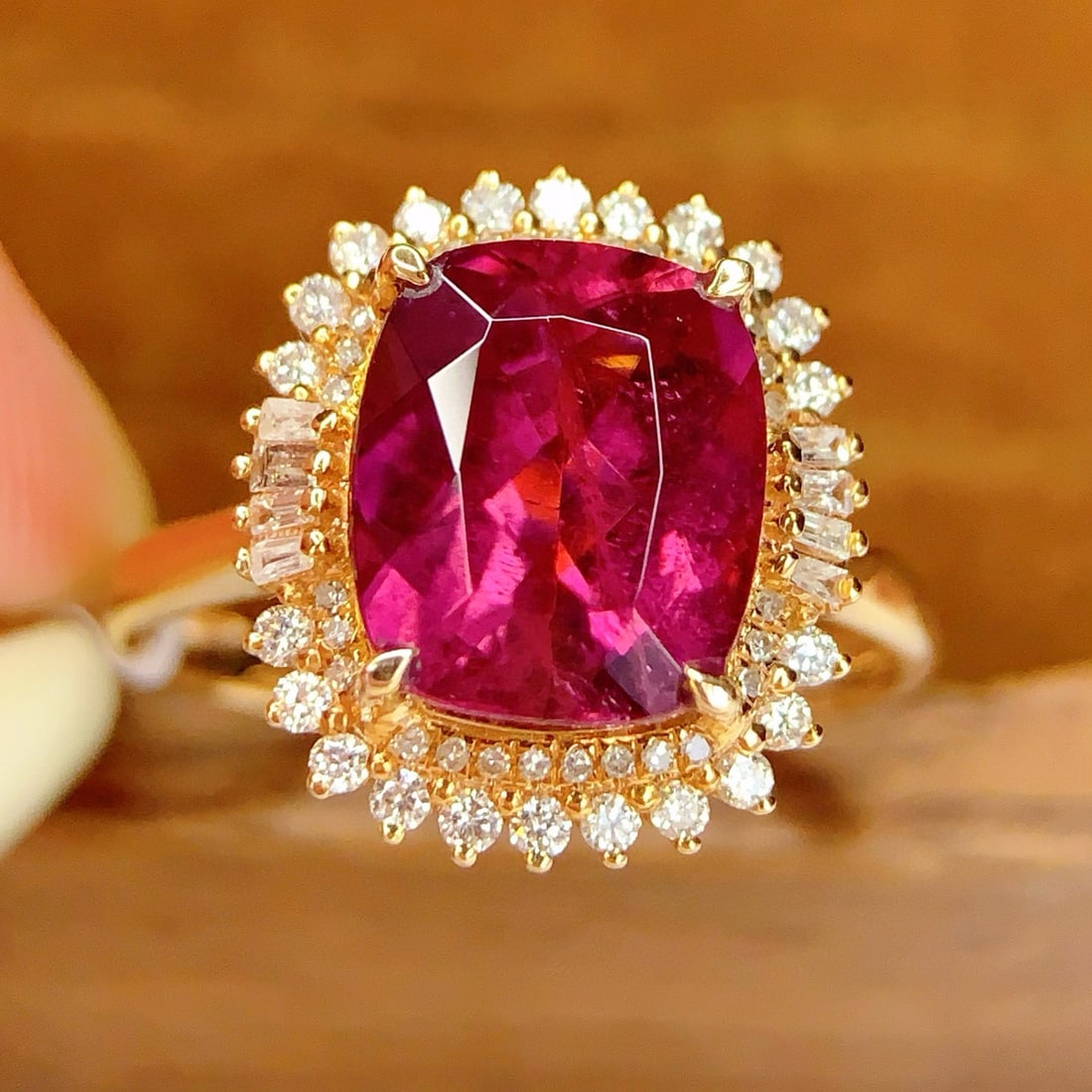 14k Gold 4.28 Ct Natural Tourmaline & Diamond Ring - 5