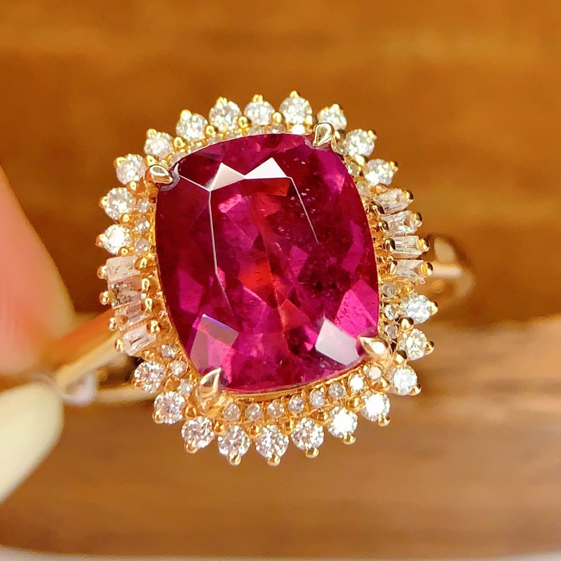 14k Gold 4.28 Ct Natural Tourmaline & Diamond Ring - 6