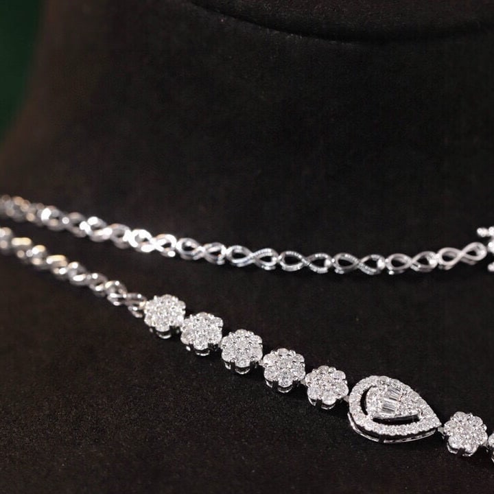 14k Gold 3.9 Ct Natural H Diamond Necklace - 3