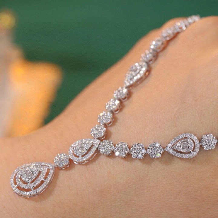 14k Gold 3.9 Ct Natural H Diamond Necklace - 6