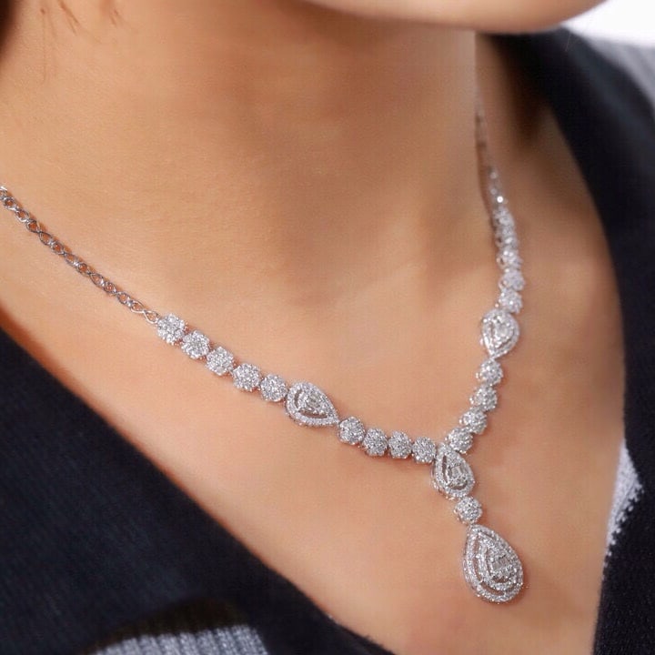 14k Gold 3.9 Ct Natural H Diamond Necklace - 8