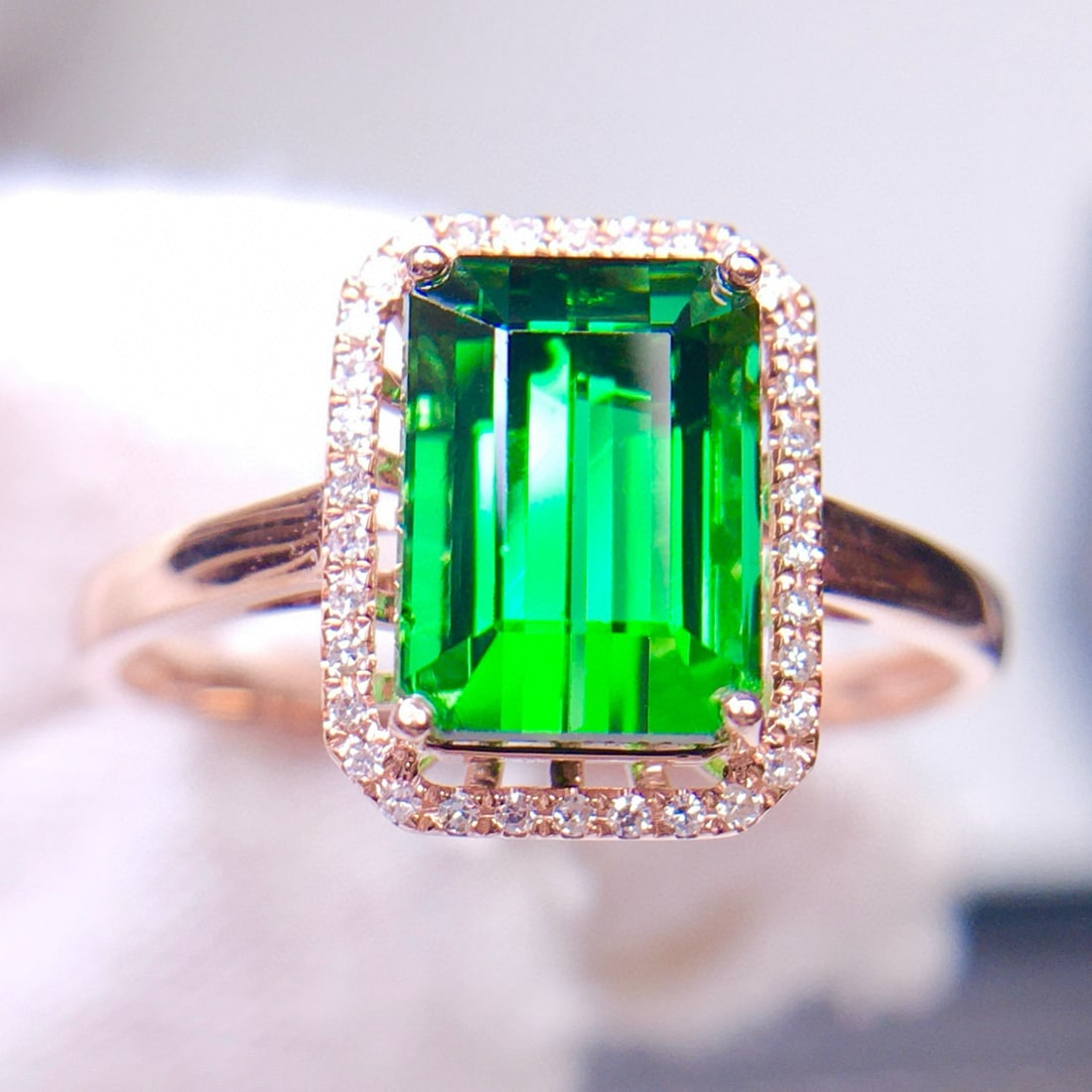 14k Gold 2.3 Ct Natural Tourmaline & Diamond Ring - 4