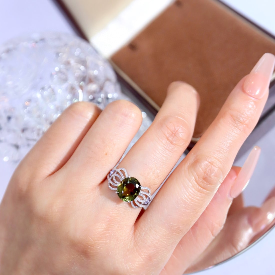 14k Gold 3.36 Ctw Natural Tourmaline & Diamond Ring - 8