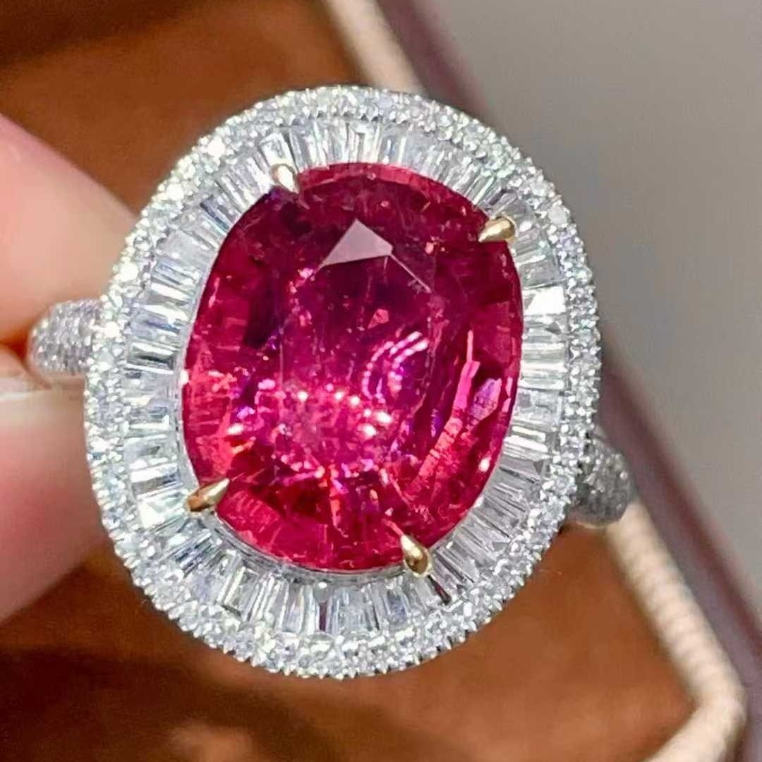 14k Gold 5.37 Ctw Natural Tourmaline & Diamond Ring - 2