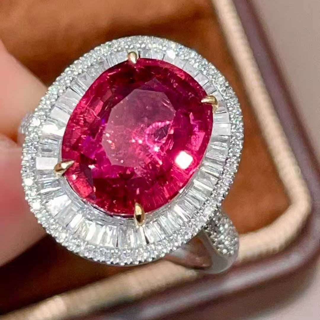 14k Gold 5.37 Ctw Natural Tourmaline & Diamond Ring - 4