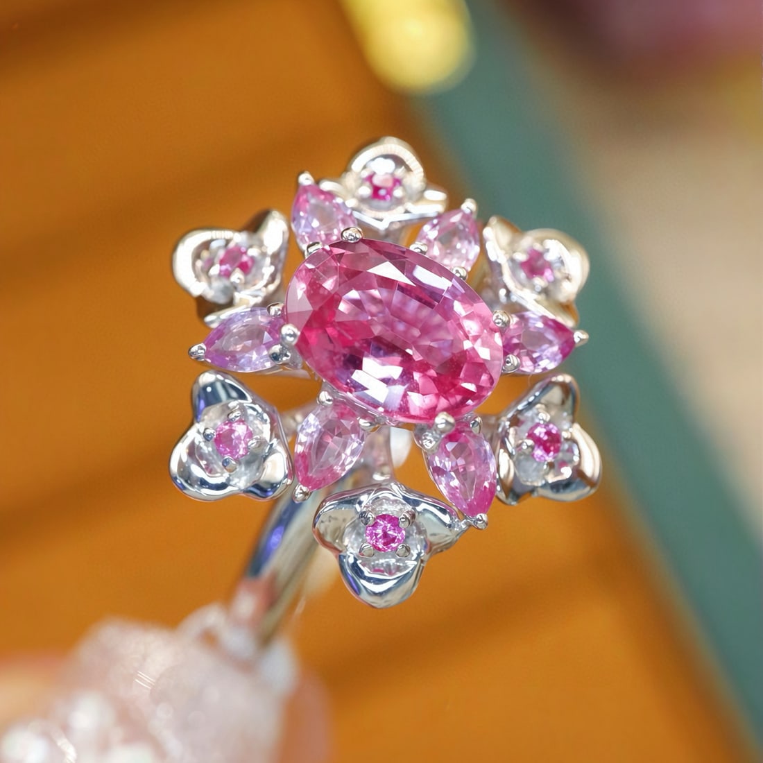 14k Gold 1.66 Ct Natural Padparadscha Sapphire Ring - 2